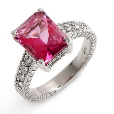 4.13 Carat Pink Topaz & Diamond Ring