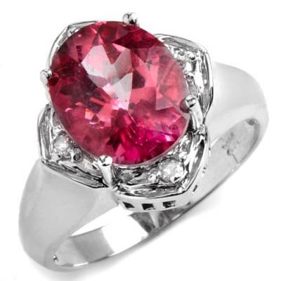 4.66 Carat Pink Topaz & Diamond Ring