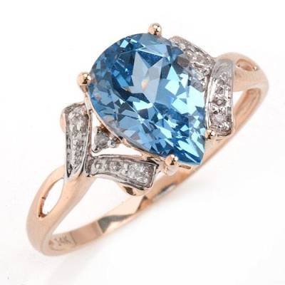1.99 Carat Blue Topaz & Diamond Ring