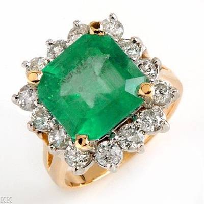 6.83 Carat Emerald & Diamond Ring