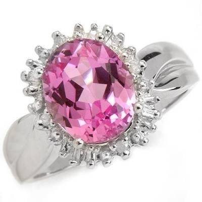 3.5 Carat Pink Topaz & Diamond Ring
