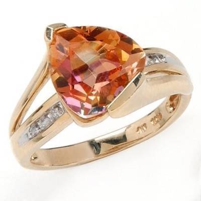 4.56 Carat Rainbow Topaz & Diamond Ring