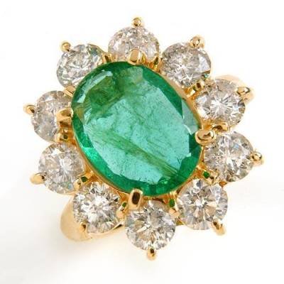 6.65 Carat Emerald & Diamond Ring