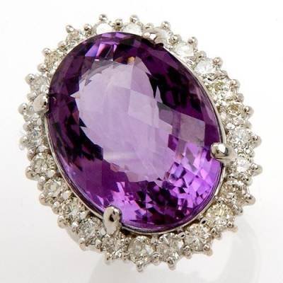 23.71 Carat Amethyst & Diamond Ring
