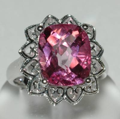 6.46 Carat Pink Topaz Ring