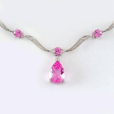7.0 Carat Pink Topaz & Diamond Necklace