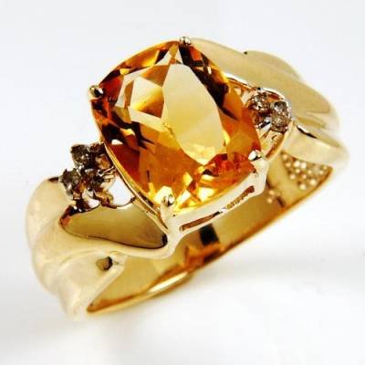 2.61 Carat Citrine & Diamond Ring