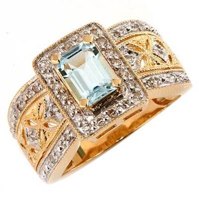 1.25 Carat Aquamarine & Diamond Ring