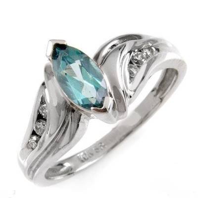 0.65 Carat Aqua Topaz & Diamond Ring