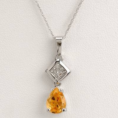 0.83 Carat Citrine & Diamond Necklace