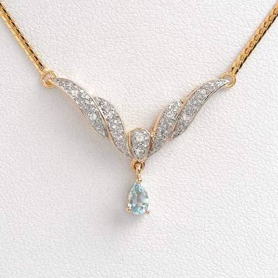 0.30 Carat Aquamarine & Diamond Necklace