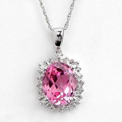 3.5 Carat Pink Topaz & Diamond Pendant