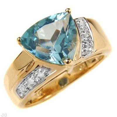 3.53 Carat Blue Topaz & Diamond Ring