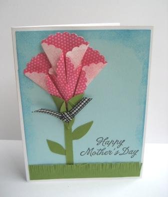 Pink Origami Flower Mothers Day Card