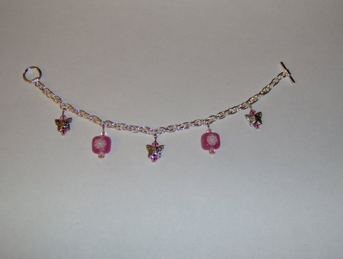 Butterfly Charm Bracelet: Pink