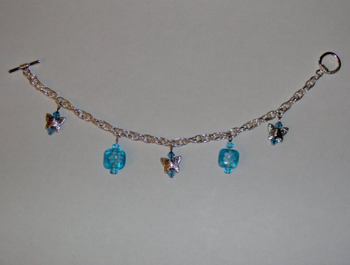 Butterfly Charm Bracelet: Blue