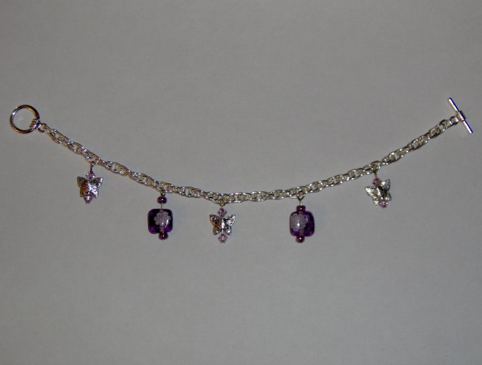 Butterfly Charm Bracelet: Purple