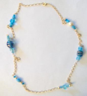 Blue Bead Chain Necklace