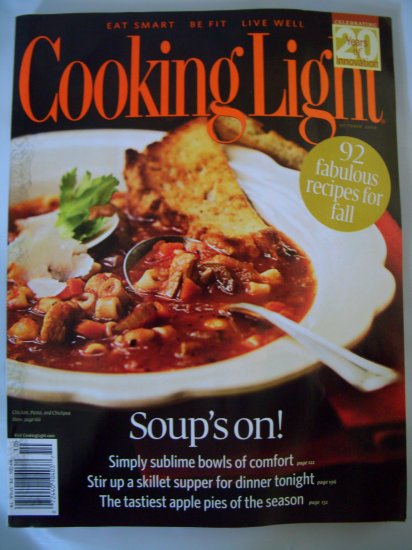 Cooking Light Magazine-October2007-Soup's on! FREE SHIPPING!
