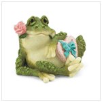 Frog With Rose And Heart Box Figurine