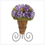 Lavender rose bouquet in rattan cone
