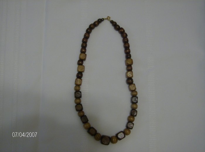 Chocolate and Caramel Wooden Necklace