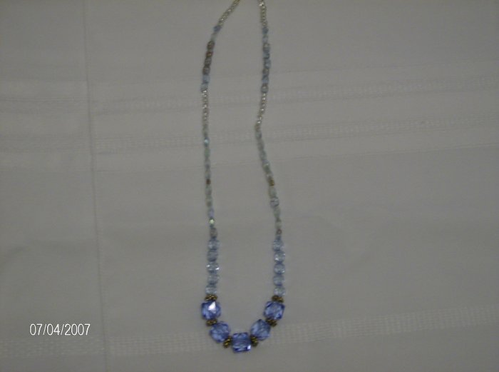 "Blue Raspberry" Blue Glass Bead Necklace