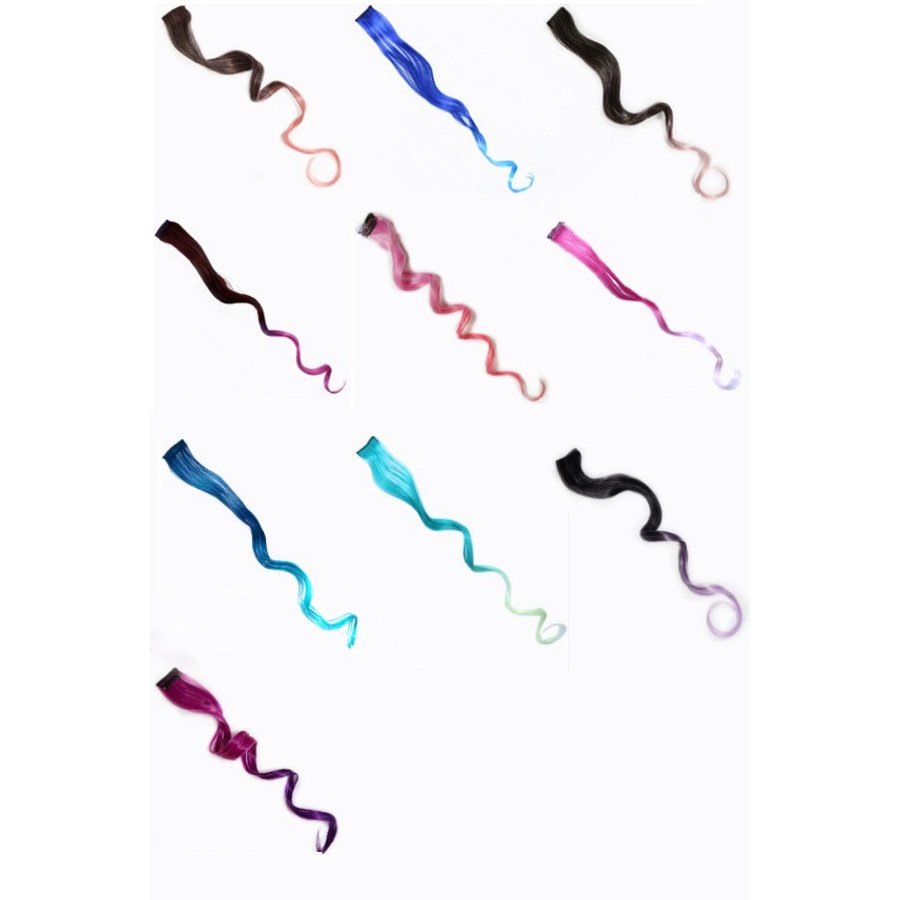 Gradual Color Hair Extension,black&lavender,one size,OP37376