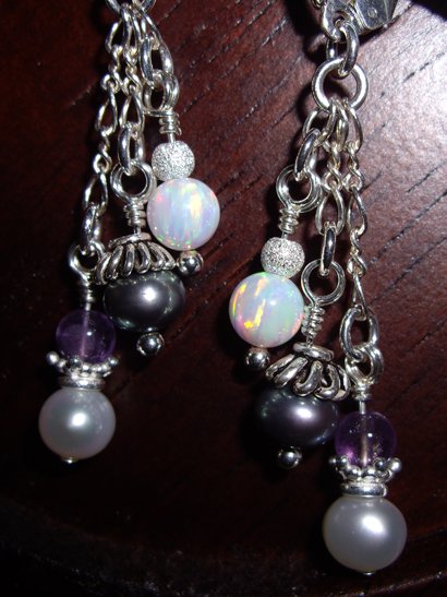 Cascade genuine opal luster earrings