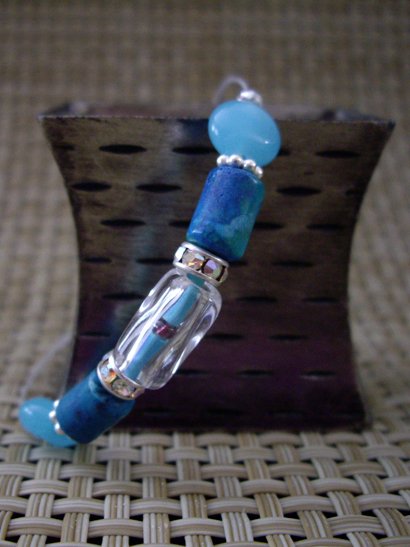 "Alex" David Christensen furnace glass & blue jade bracelet