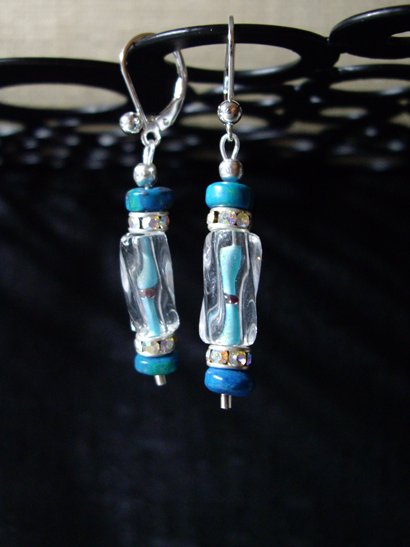 "Alex" David Christensen furnace glass & gem earrings
