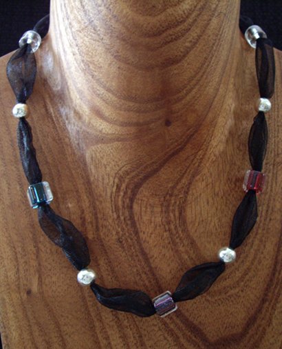 David Christensen furnace glass & ribbon necklace