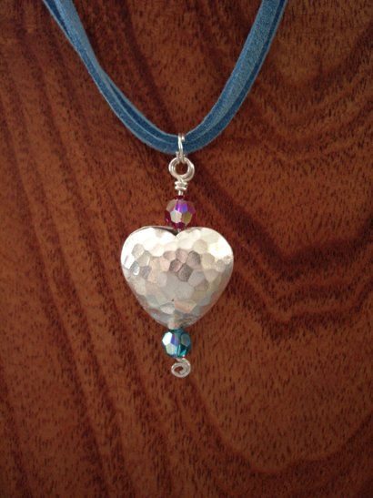 Hammered silver heart necklace