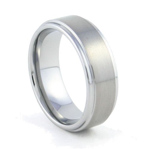 Orion - 8mm Flat Tungsten Carbide Band with Recessed Polished Edges