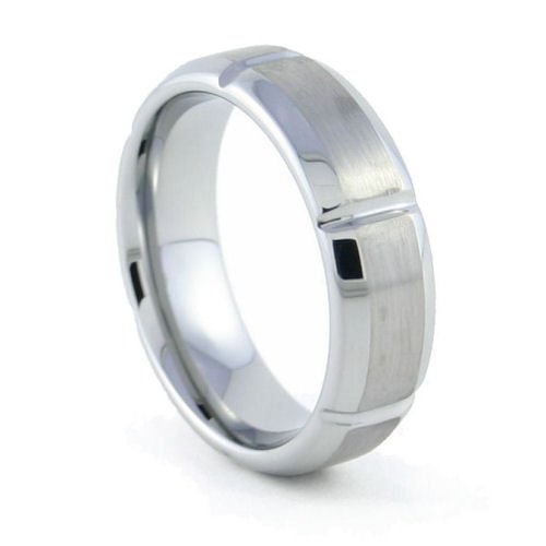 Gear - 7mm Beveled & Grooved Tungsten Carbide Band