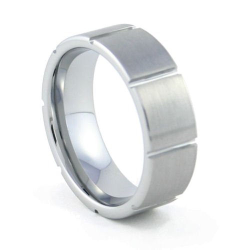 Citadel - 8mm Brushed & Grooved Tungsten Carbide Band