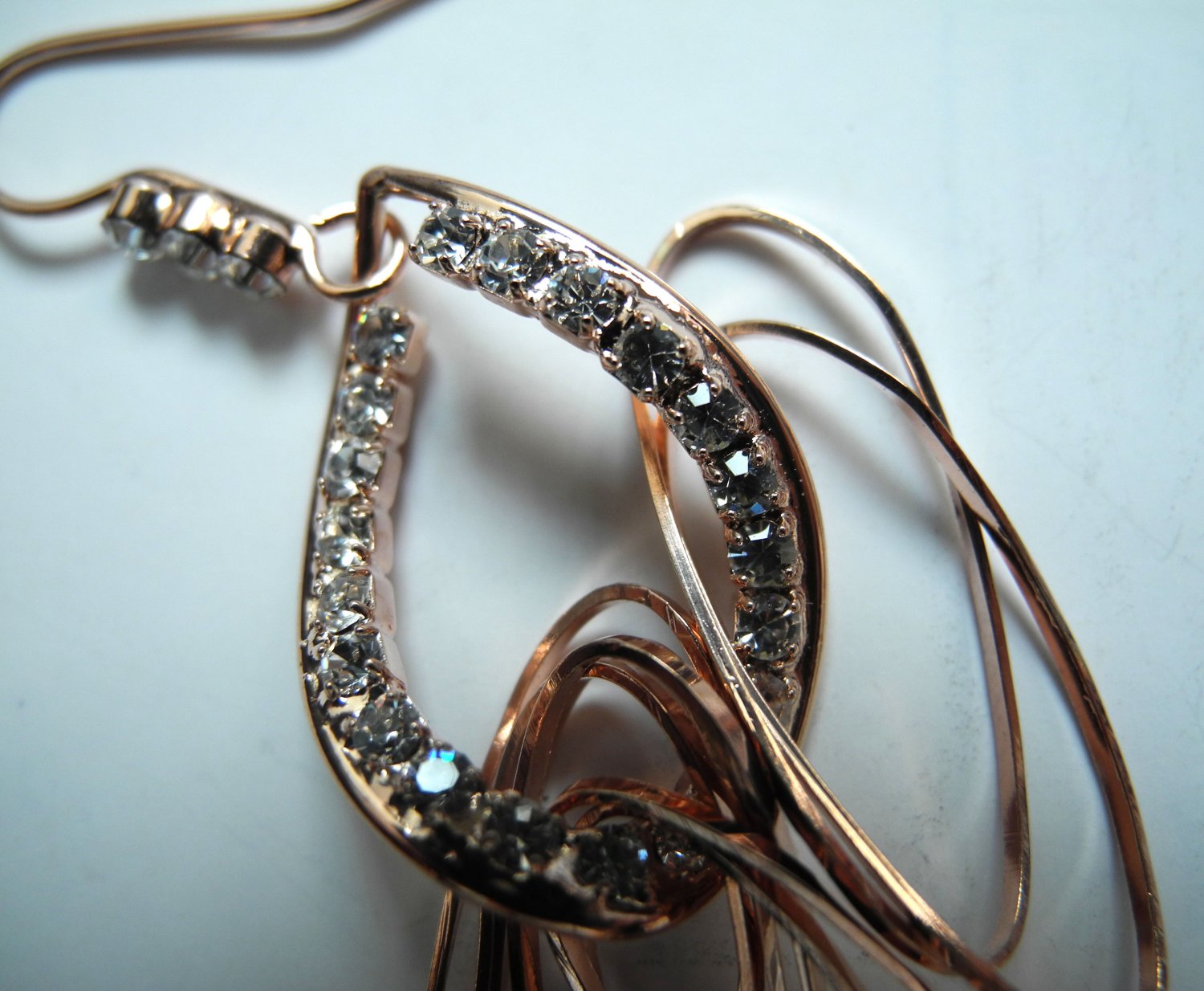 Imitation Rose Gold Plated Earrings detailing with find rhinestones hook type