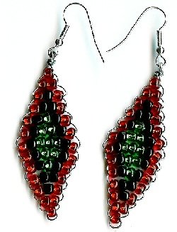 Red, Black and Green Diamond Earrings