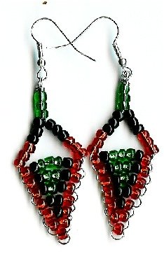 Red, Black and Green Triangle Earrings