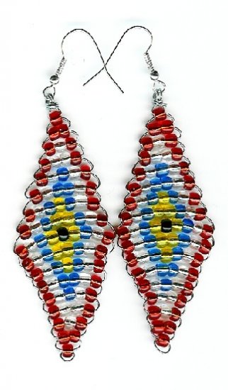 Red, Black , Blue, Yellow and White Earrings