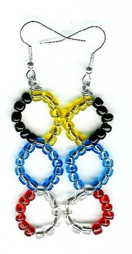 Red, Black , Blue, Yellow and White Earrings