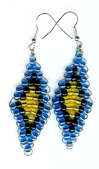 Blue, Black and Yellow Diamond Earrings