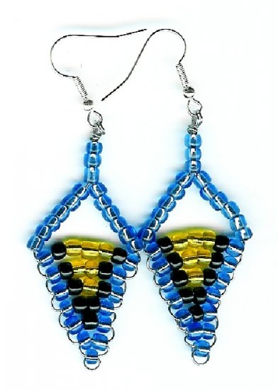 Blue, Black and Yellow Triangle Earrings