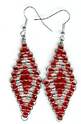 Red and White Diamond Earrings
