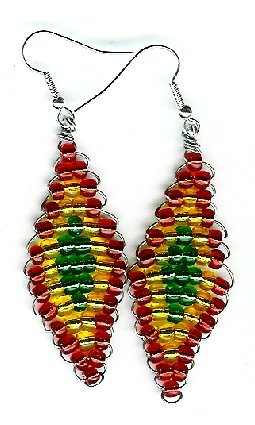 Red, Yellow, and Green Diamond Earrings