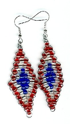 Red, White and Blue Diamond Earrings