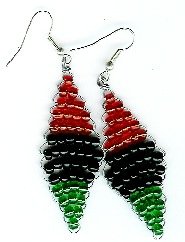 Red, Black and Green Color blocked Diamond Earrings