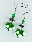 Handcrafted Green Polka Dot Earrings