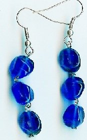 Handmade blue glass dangle earrings earrings