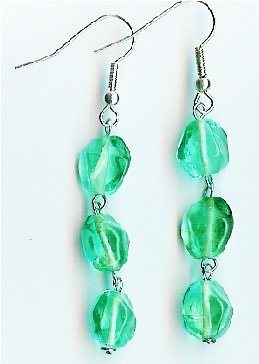 Handmade teal glass dangle earrings